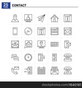 25 Contact icon set. vector background