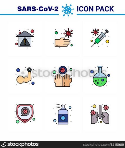 25 Coronavirus Emergency Iconset Blue Design such as body building, hand, unhealthy, arm, virus viral coronavirus 2019-nov disease Vector Design Elements