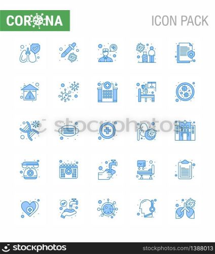 25 Coronavirus Emergency Iconset Blue Design such as insurance, health, consultation, virus, transmission viral coronavirus 2019-nov disease Vector Design Elements