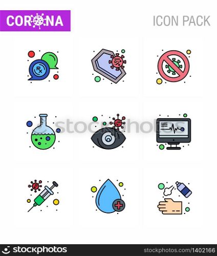 25 Coronavirus Emergency Iconset Blue Design such as lab, test, skull, signaling, no viral coronavirus 2019-nov disease Vector Design Elements