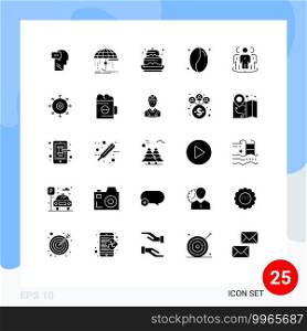 25 Creative Icons Modern Signs and Symbols of advertising, drink, protection, coffee, decoration Editable Vector Design Elements