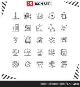 25 Creative Icons Modern Signs and Symbols of alcohol, gadget, basket, devices, chip Editable Vector Design Elements