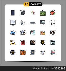 25 Creative Icons Modern Signs and Symbols of apple, finance, city, business, firecracker Editable Vector Design Elements