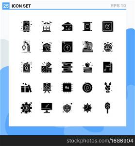 25 Creative Icons Modern Signs and Symbols of automation, favorite, cheese, box, china Editable Vector Design Elements
