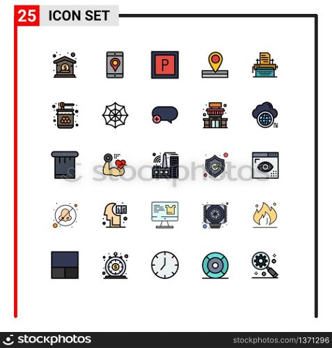 25 Creative Icons Modern Signs and Symbols of bee, document, parking, typing, place Editable Vector Design Elements