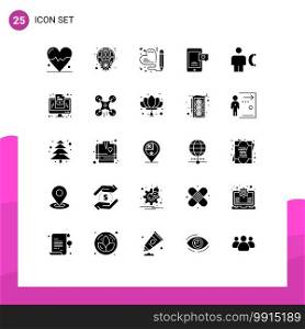 25 Creative Icons Modern Signs and Symbols of body, love chat, heart, chat bubble, mobile Editable Vector Design Elements
