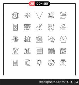 25 Creative Icons Modern Signs and Symbols of bottle, keyboard, airport, management, business Editable Vector Design Elements