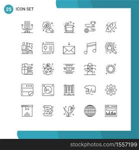 25 Creative Icons Modern Signs and Symbols of bread, win, delivery, path, target Editable Vector Design Elements