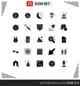 25 Creative Icons Modern Signs and Symbols of business, romance, islam, flower, night Editable Vector Design Elements