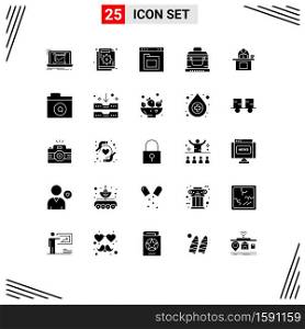 25 Creative Icons Modern Signs and Symbols of chest, bandit, failure, interface, file Editable Vector Design Elements