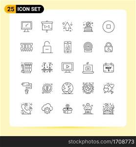 25 Creative Icons Modern Signs and Symbols of circle, trophy, study, sport, direction Editable Vector Design Elements
