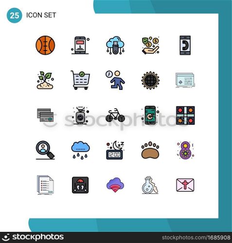 25 Creative Icons Modern Signs and Symbols of conversation, communication, cloud, call, security Editable Vector Design Elements