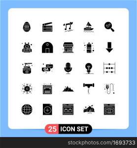 25 Creative Icons Modern Signs and Symbols of country, ship, clapperboard, boat, love Editable Vector Design Elements
