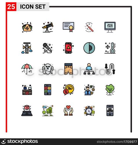 25 Creative Icons Modern Signs and Symbols of encryption, data, diploma, graphy, magic Editable Vector Design Elements