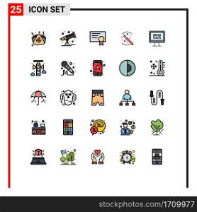 25 Creative Icons Modern Signs and Symbols of encryption, data, diploma, graphy, magic Editable Vector Design Elements