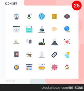 25 Creative Icons Modern Signs and Symbols of face, key, earth, lock, safe Editable Vector Design Elements