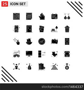 25 Creative Icons Modern Signs and Symbols of father, calender, data, three, fingers Editable Vector Design Elements