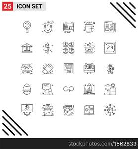 25 Creative Icons Modern Signs and Symbols of file, drink, study, cup, screen Editable Vector Design Elements