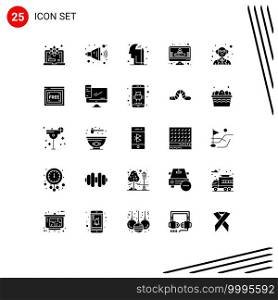 25 Creative Icons Modern Signs and Symbols of internet, science, mind, professor, registration Editable Vector Design Elements
