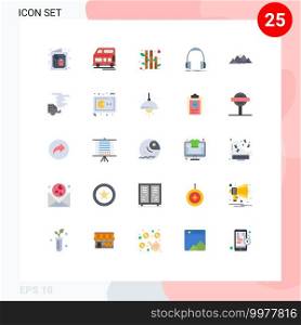 25 Creative Icons Modern Signs and Symbols of landscape, studio, bamboo, monitor, headphone Editable Vector Design Elements
