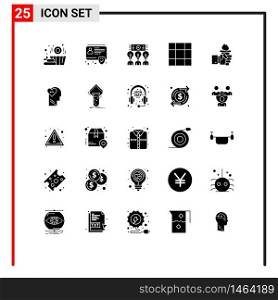 25 Creative Icons Modern Signs and Symbols of leadership, hand, presentation, business, grid Editable Vector Design Elements