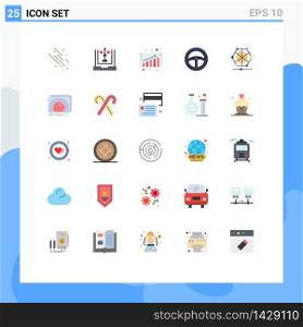 25 Creative Icons Modern Signs and Symbols of learning, wheel, flowchart, steering, sales Editable Vector Design Elements