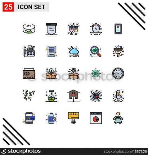 25 Creative Icons Modern Signs and Symbols of love, app, glasses, time, schedule Editable Vector Design Elements