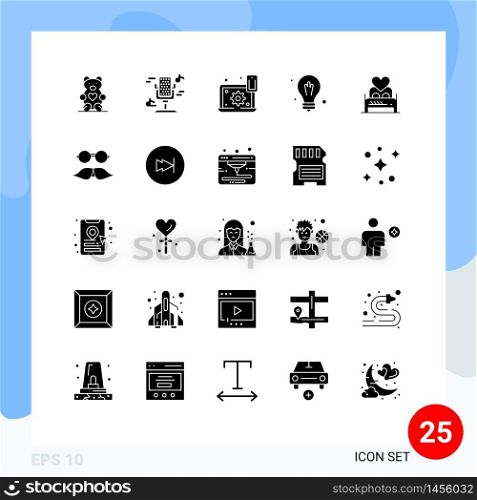 25 Creative Icons Modern Signs and Symbols of love, science, configure, idea, cogwheel Editable Vector Design Elements