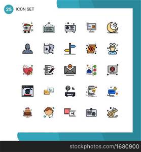 25 Creative Icons Modern Signs and Symbols of moon, design, chat, lcd, construction Editable Vector Design Elements
