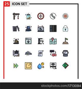 25 Creative Icons Modern Signs and Symbols of phone, answer, money, target, military Editable Vector Design Elements