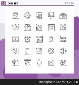 25 Creative Icons Modern Signs and Symbols of photo, photography, file, camera, board Editable Vector Design Elements
