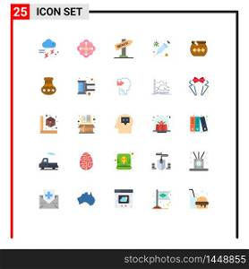 25 Creative Icons Modern Signs and Symbols of pot, vaccine, spring flower, protection, vacation Editable Vector Design Elements