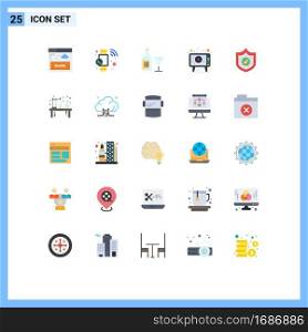 25 Creative Icons Modern Signs and Symbols of protection, play, glass, media, ad Editable Vector Design Elements