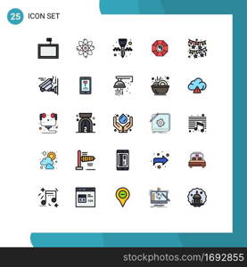 25 Creative Icons Modern Signs and Symbols of red, bow, ignition key, chinese, feng shui Editable Vector Design Elements