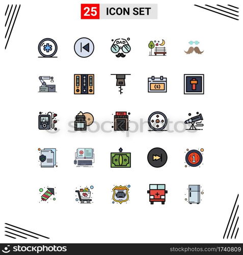 25 Creative Icons Modern Signs and Symbols of romance, night, arrows left, fathers day, face Editable Vector Design Elements