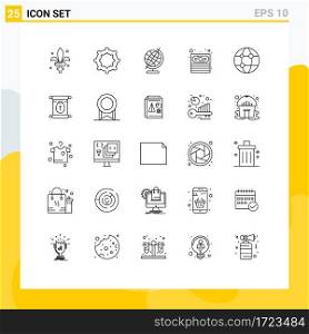 25 Creative Icons Modern Signs and Symbols of school, technology, globe, network, business Editable Vector Design Elements