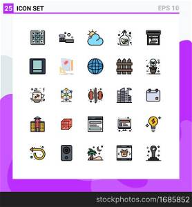 25 Creative Icons Modern Signs and Symbols of switch, printing, sun, machine, jar Editable Vector Design Elements