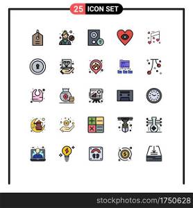 25 Creative Icons Modern Signs and Symbols of wedding, love, gadget, music, heart Editable Vector Design Elements