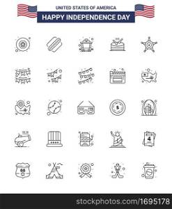 25 Creative USA Icons Modern Independence Signs and 4th July Symbols of usa  police  mine  men  music Editable USA Day Vector Design Elements
