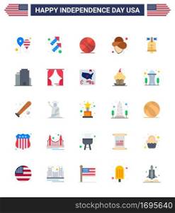 25 Creative USA Icons Modern Independence Signs and 4th July Symbols of ring; hat; shoot; cowboy; usa Editable USA Day Vector Design Elements