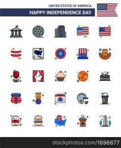 25 Creative USA Icons Modern Independence Signs and 4th July Symbols of american  frankfurter  building  food  flag Editable USA Day Vector Design Elements