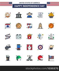 25 Creative USA Icons Modern Independence Signs and 4th July Symbols of cake  muffin  man  american  declaration of independence Editable USA Day Vector Design Elements