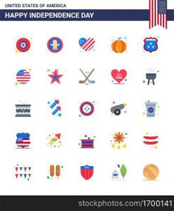 25 Creative USA Icons Modern Independence Signs and 4th July Symbols of police  security  flag  american  pumpkin Editable USA Day Vector Design Elements