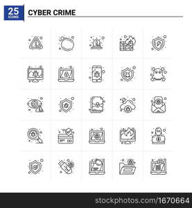 25 Cyber Crime icon set. vector background