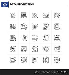 25 Data Protection icon set. vector background
