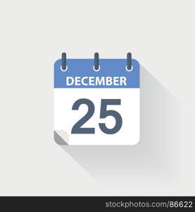 25 december calendar icon. 25 december calendar icon on grey background