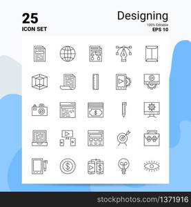 25 Designing Icon Set. 100% Editable EPS 10 Files. Business Logo Concept Ideas Line icon design