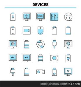 25 Devices Black and Blue icon Set. Creative Icon Design and logo template