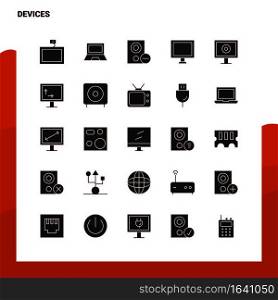 25 Devices Icon set. Solid Glyph Icon Vector Illustration Template For Web and Mobile. Ideas for business company.