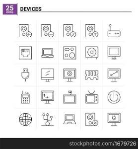 25 Devices icon set. vector background